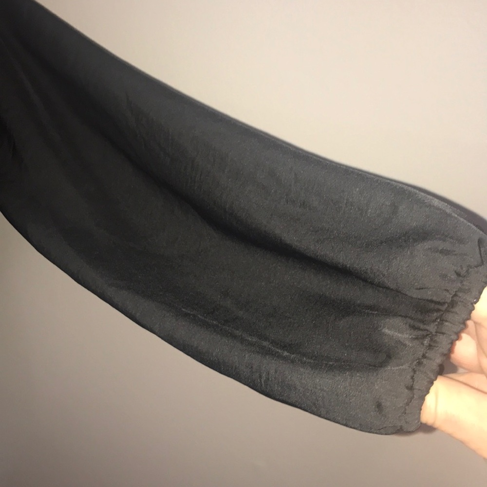 EUC BLUE  LIFE SILKY BLOUSE W/ lace trim - Picture 4 of 7